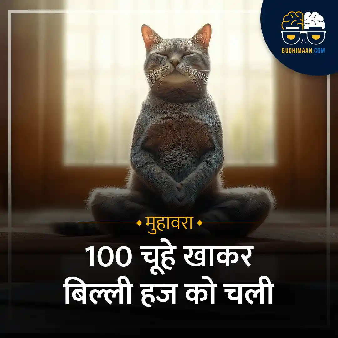 100 चूहे खाकर बिल्ली हज को चली मुहावरा, हिंदी मुहावरे चित्र, बिल्ली और हज की चित्र, हिंदी शायरी बैकग्राउंड।